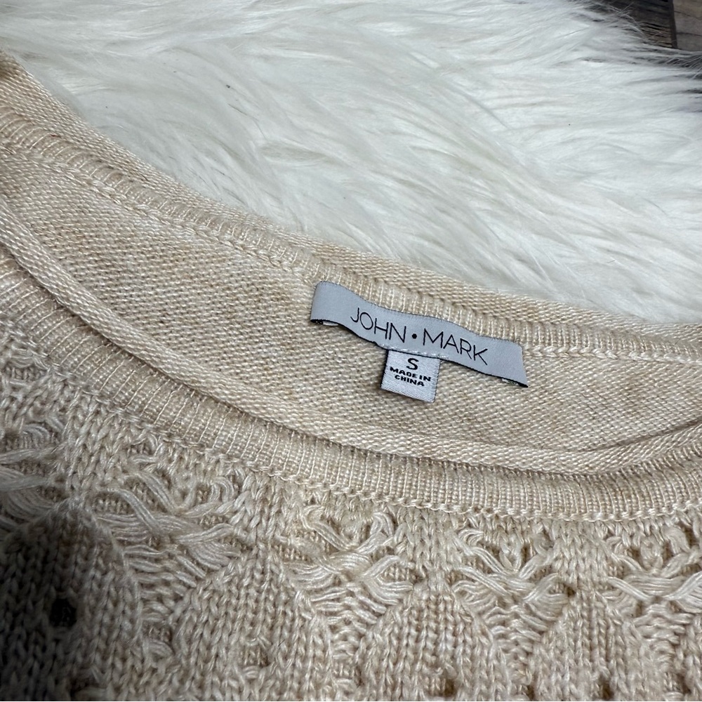 John Mark Cream Lace Layer Knit Sweater - Picture 3 of 9